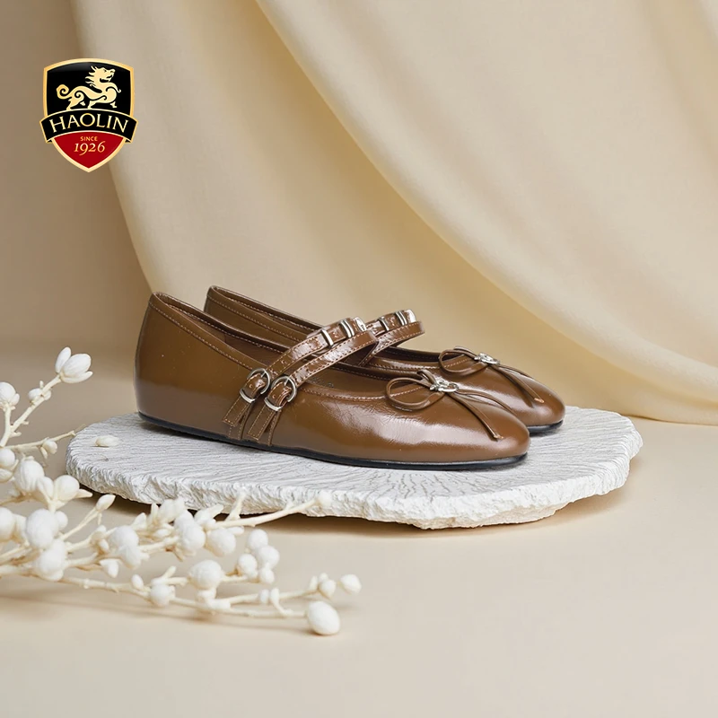 豪麟名鞋迪嘉女鞋玛丽珍鞋一字式扣带单鞋牛皮革DJHJA52WP012