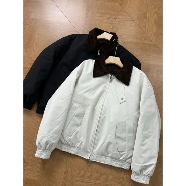 甄哥定制新国标90白鸭绒老钱风灯芯绒领羽绒服冬季