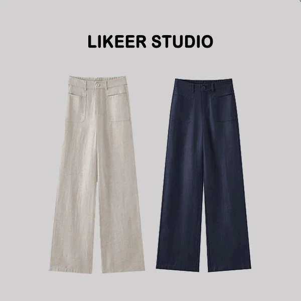 【雨露亚麻裤】原色洗水2025夏季透气凉爽西装裤显瘦高腰直筒裤D002