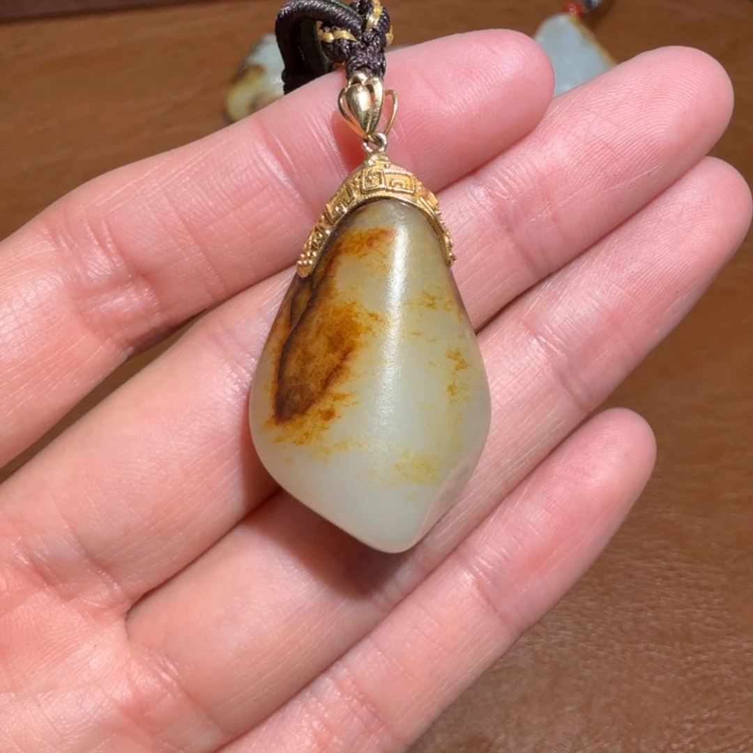 和田玉18K金镶嵌颈饰14刘洋代购不退