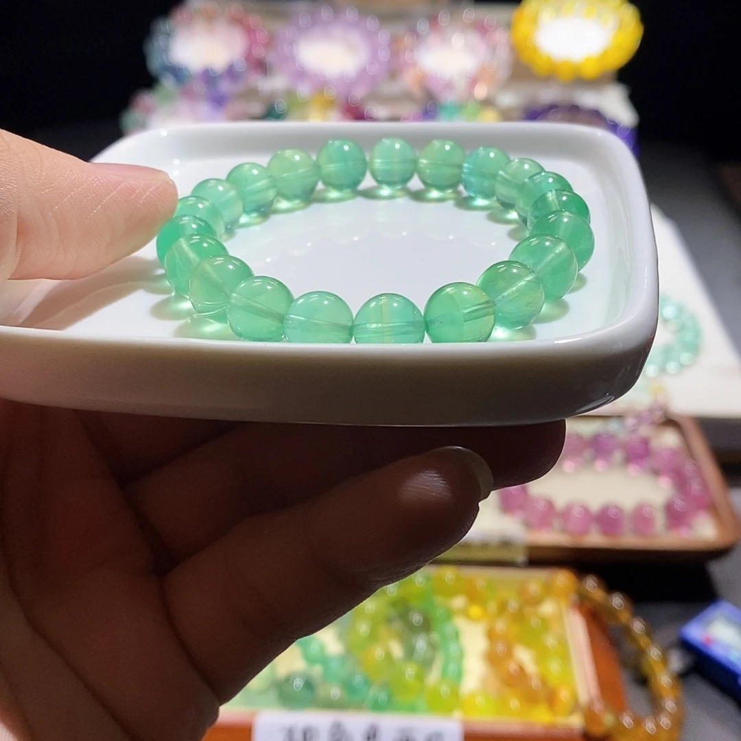 萤石未镶嵌手链荧光蓝绿9加