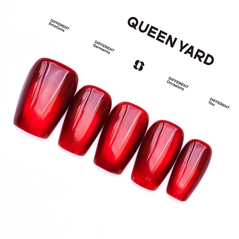 QUEENYARD【红釉】高贵红裸色纯色系显白美甲2025新款手工穿戴甲
