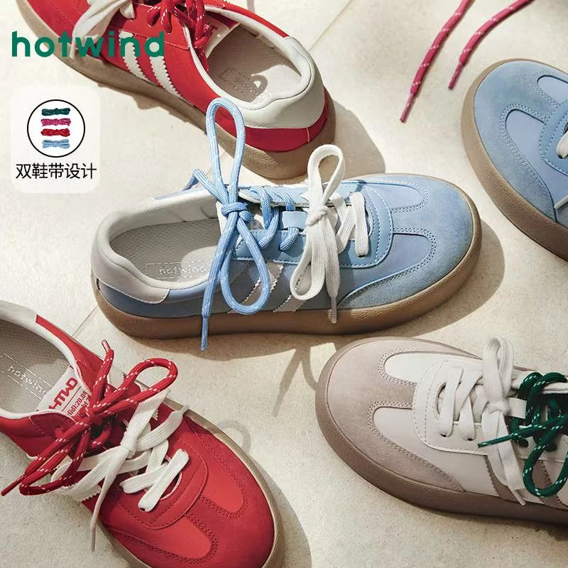 【热风门店同款】【流光风】热风春秋新款厚底白色德训鞋H14W3315