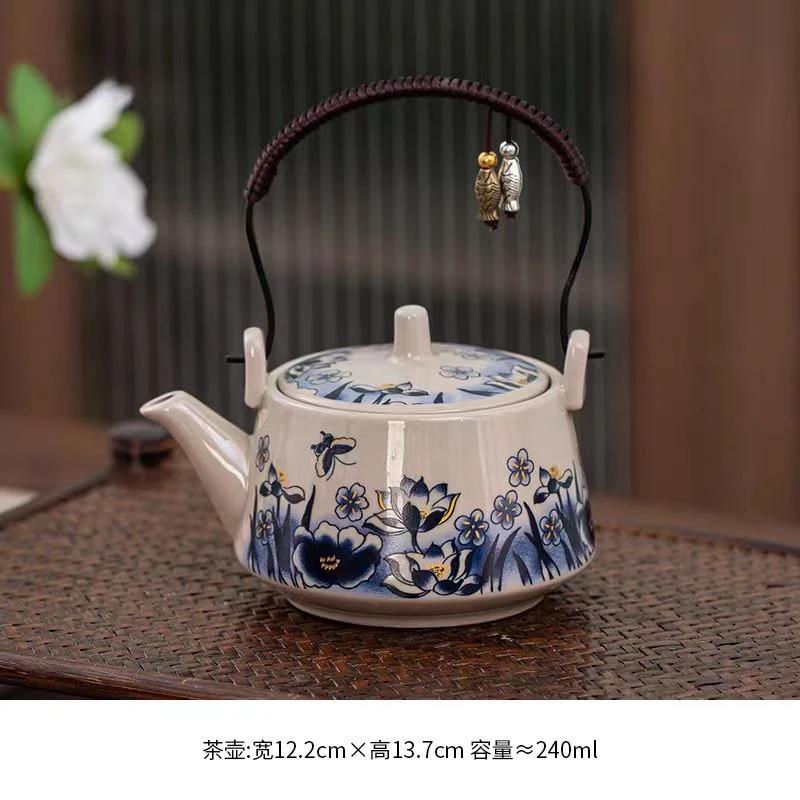 桃子茶器 青花蝶恋花提梁壶家用简约泡茶功夫茶具-4920（直播专享）