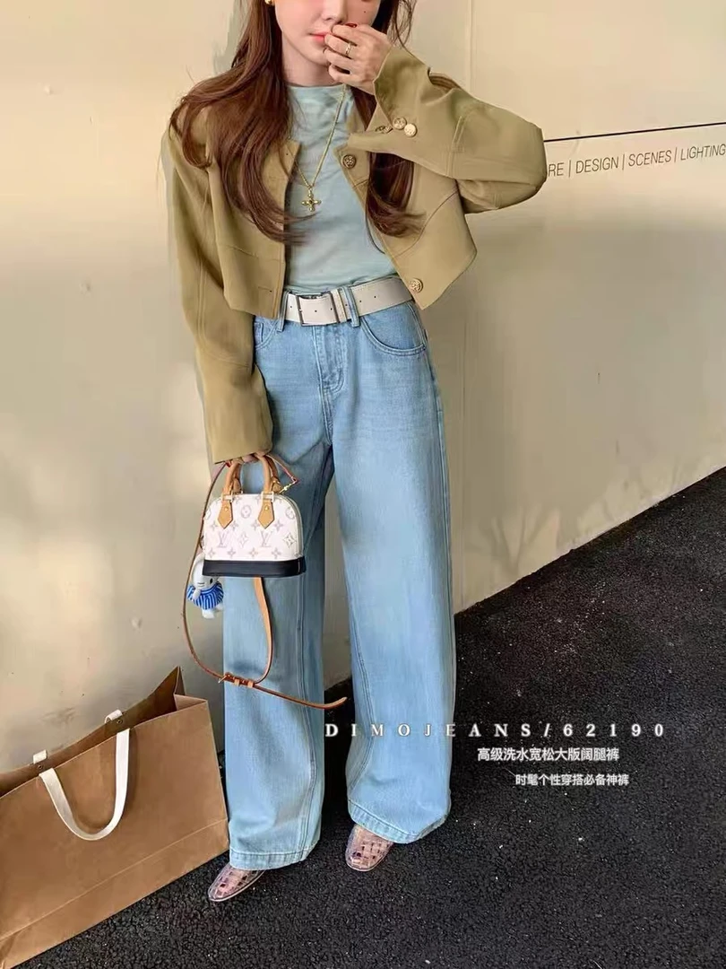 【62190】dimo 2025春夏新款 无弹阔腿裤 宽松休闲