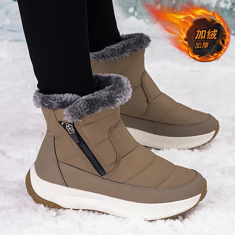 足力健安全老人鞋旗舰官方新款正品东北雪地靴女冬季加绒加厚防寒