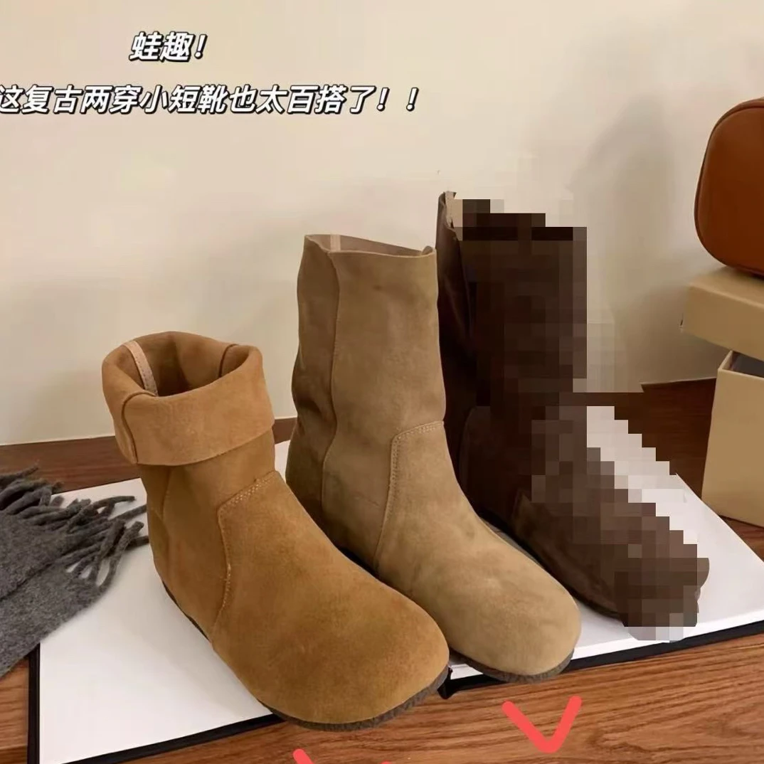 平底套筒勃肯短靴复古短筒马丁靴春秋新款韩版单靴子618-2