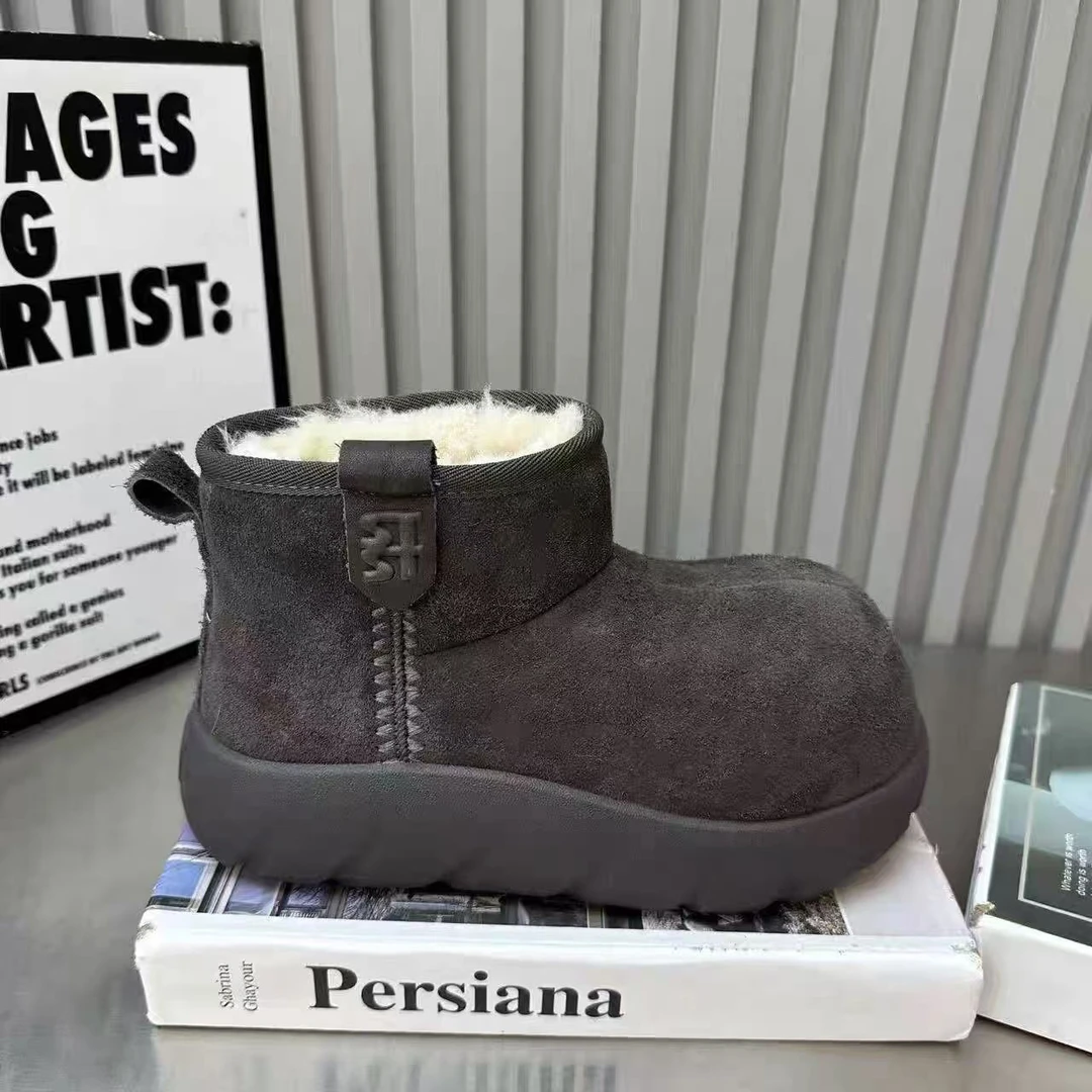 卡皮巴拉新款厚底增高雪地靴 女款百搭休闲加绒保暖棉鞋练58765