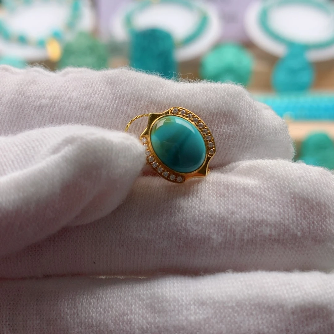 绿松石配饰18K金镶嵌猫*