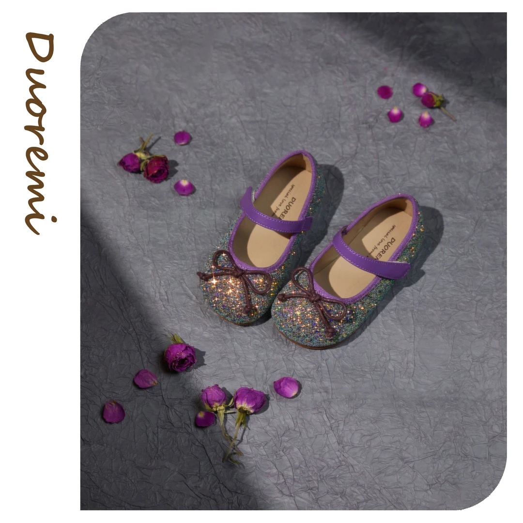 DuoReMi儿童单鞋BR2418韵紫色亮片舞蹈单鞋软底小童不包售后