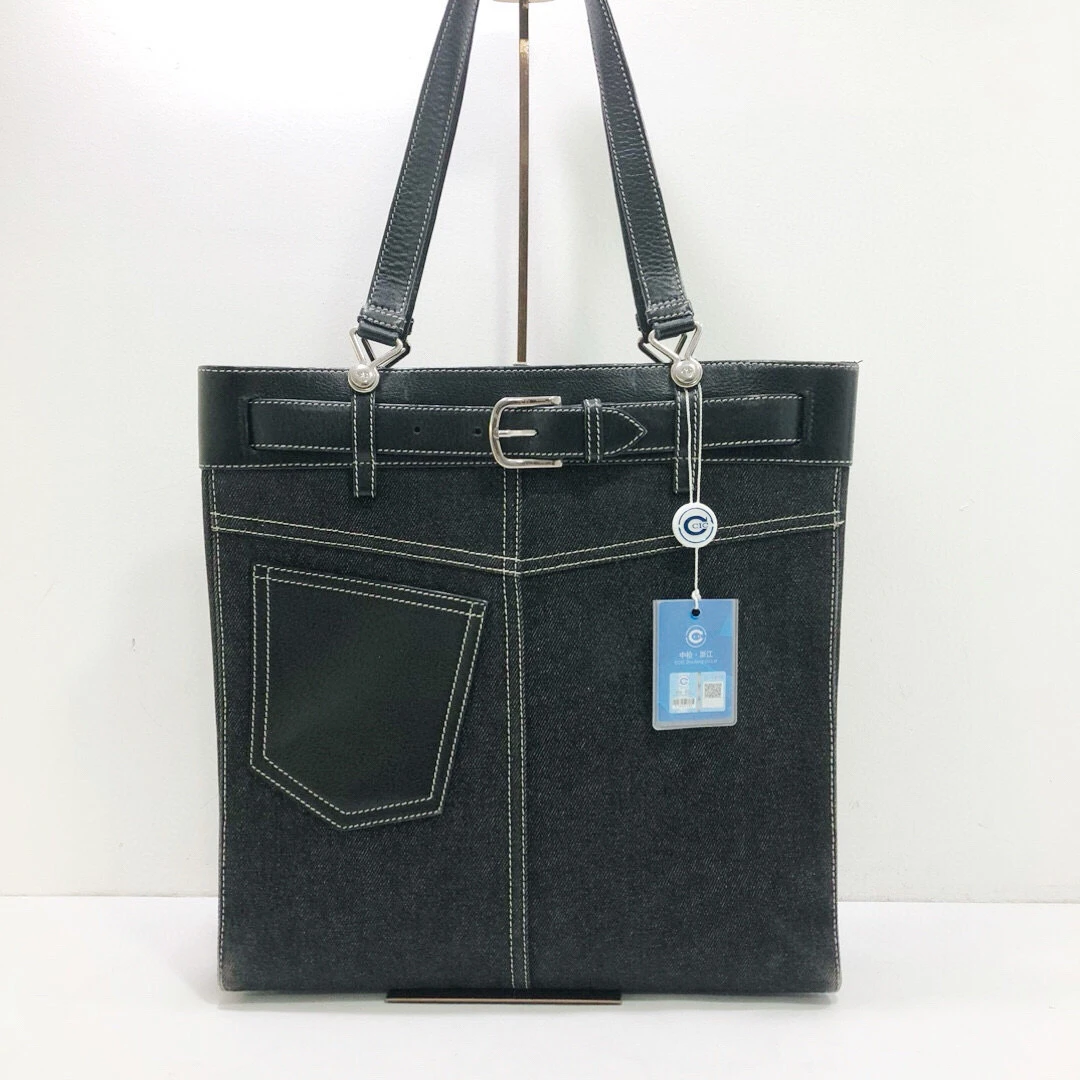 95新 DIOR/迪奥 蓝色牛仔丹宁拼皮时尚女士单肩包