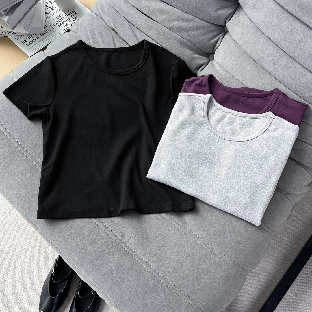 T851 2039 AD 圆领修身纯色短袖T恤