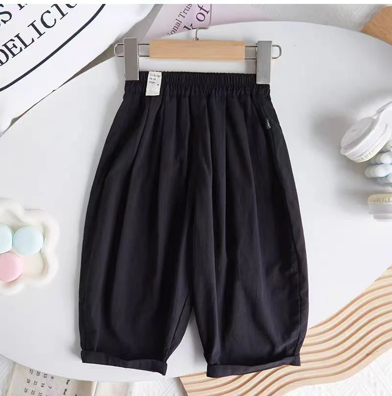 男童裤子夏季新款洋气九分裤女童直筒速干防蚊裤儿童阔腿休闲裤潮