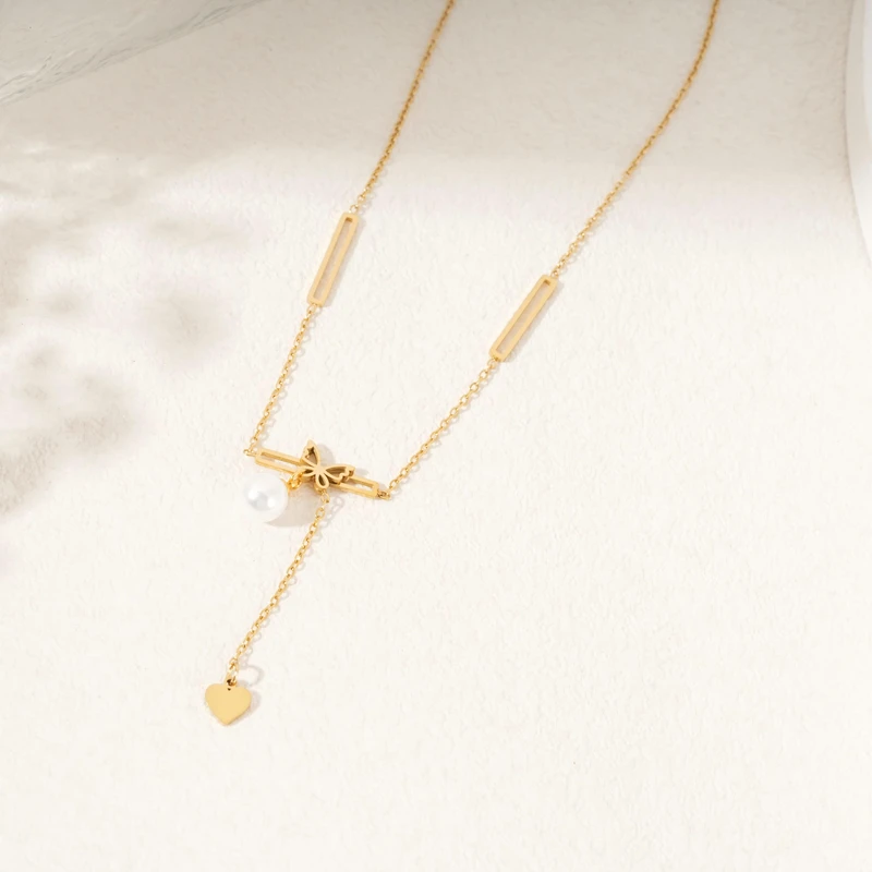 钛钢项链 蝴蝶结少女风女日韩ins轻奢珠宝简约[A0093]