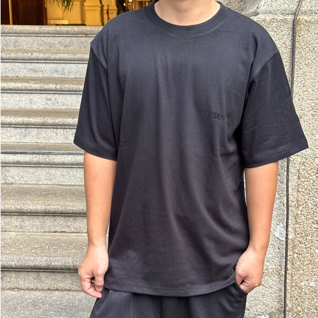 新款300克重磅速干拼接男透气百搭半袖休闲运动套装秋季夏季男士