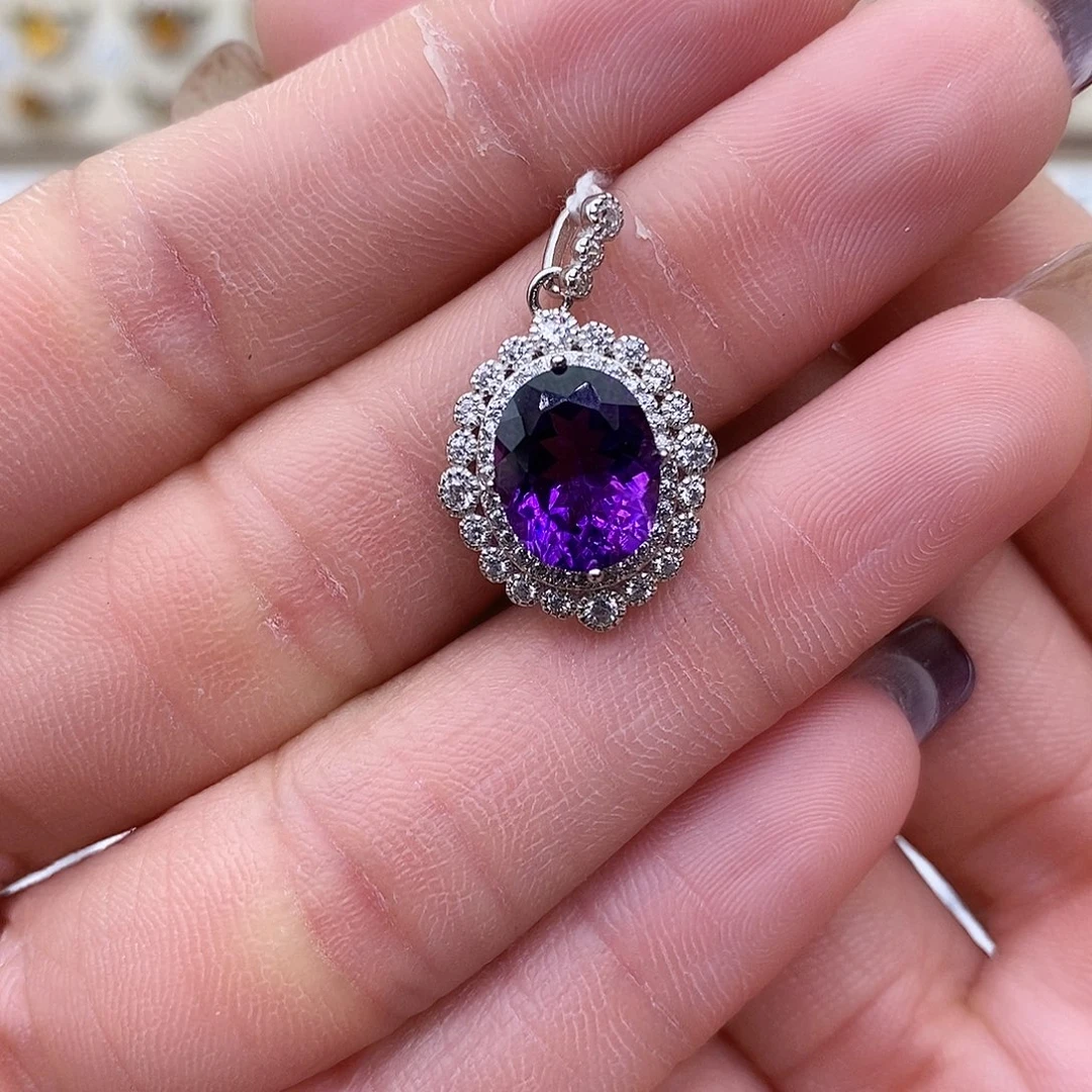 紫晶纯天然无优化紫水晶x银S925镶嵌_****a