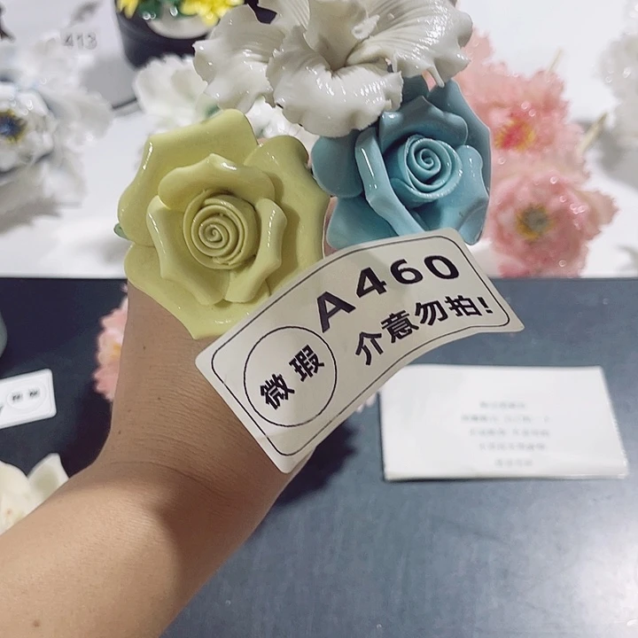 瓷片纯陶瓷手工捏花