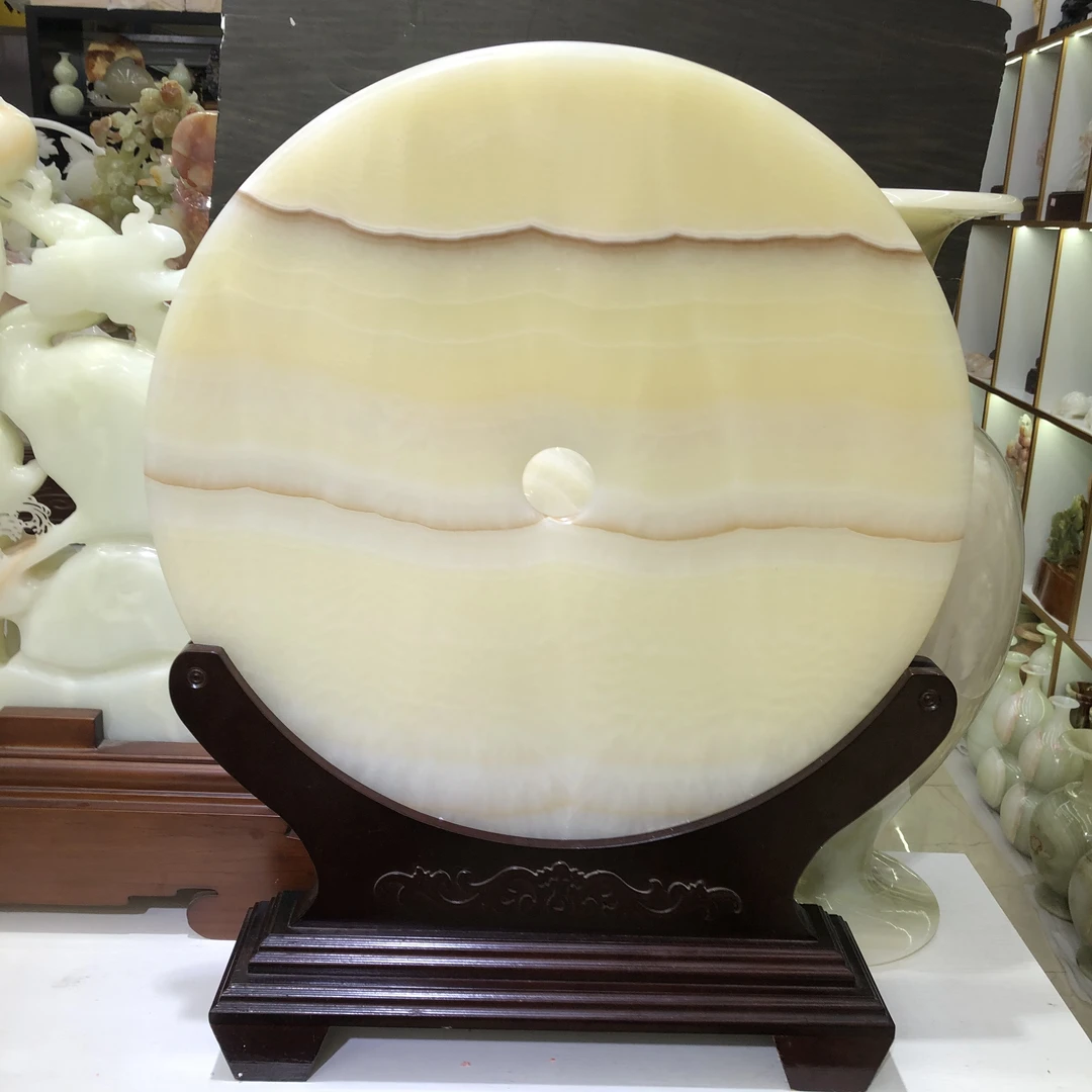 【直径60，总高76CM】高档精品天然玉石平安扣玄关类工艺礼品摆件