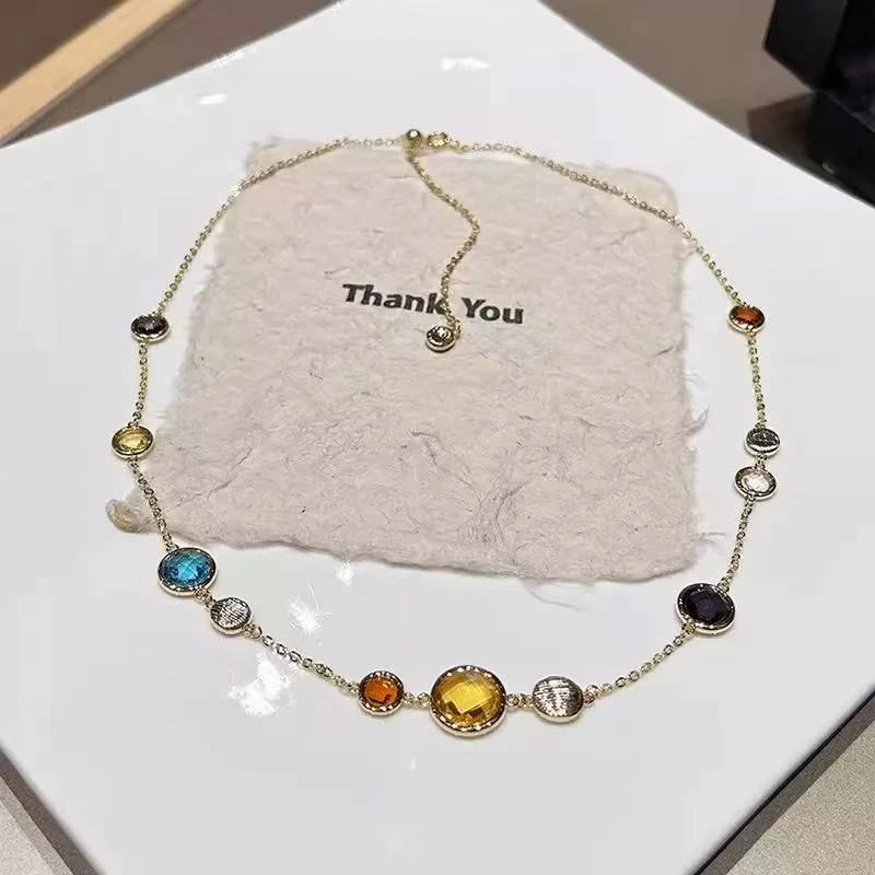 合金仿珍珠项链 清仓捡漏气质高级感彩色项链女配饰789