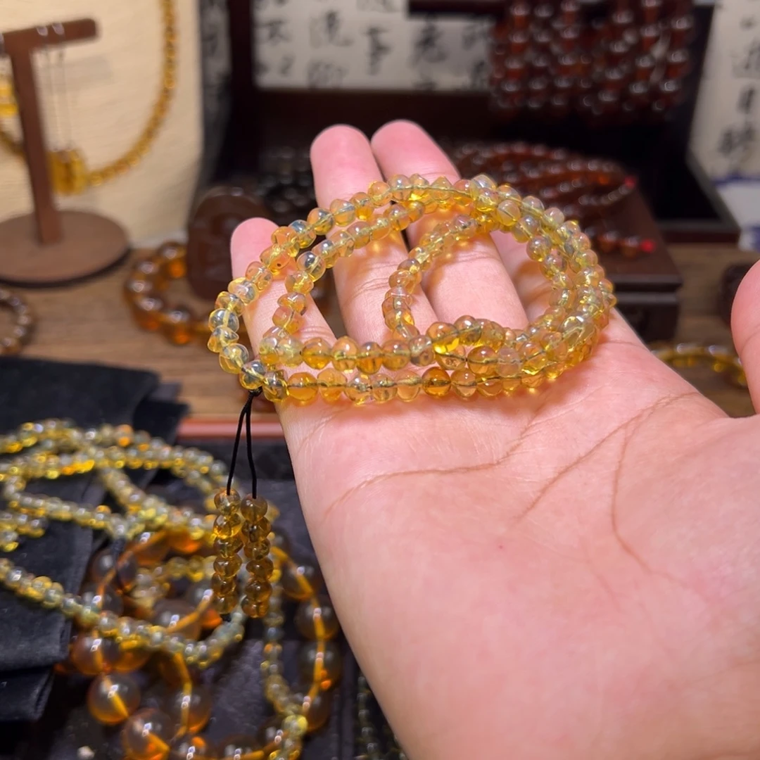 琥珀未镶嵌颈饰随形108