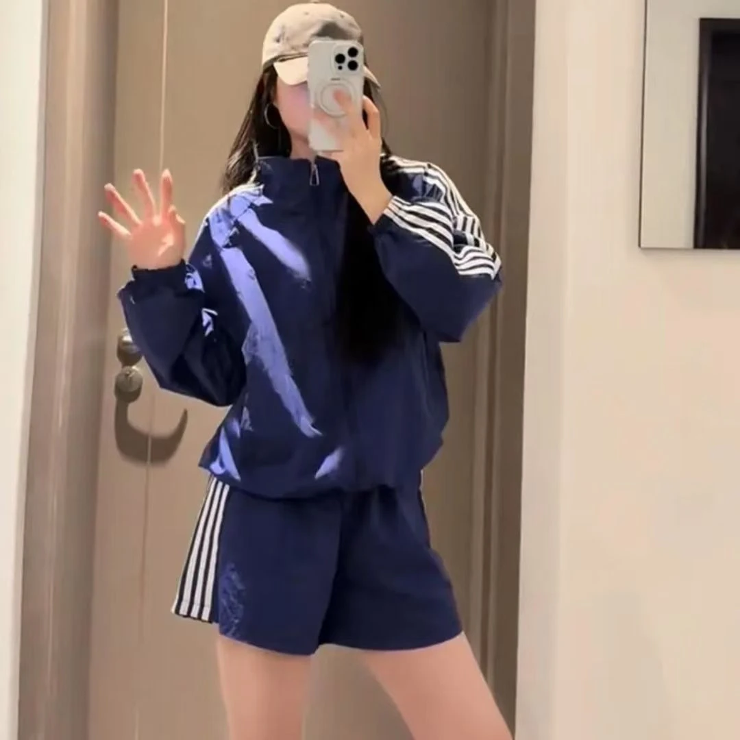 运动风时尚套装洋气休闲短裤韩版显瘦秋季套装潮流上衣运动百搭