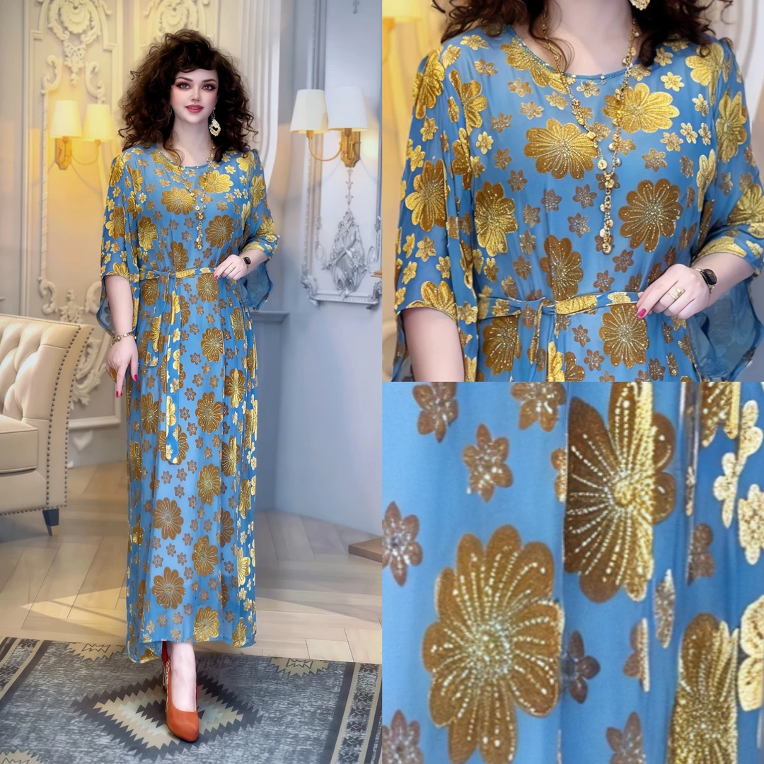 娜孜妮大码辣妈时尚女装 | 高端烫钻碎花夏季优雅显瘦连衣裙