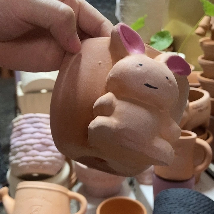 10×8 小兔子 微瑕红陶