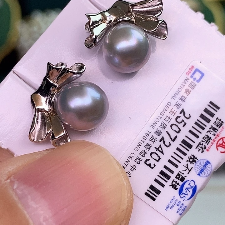 银S925镶嵌耳饰海水珍珠