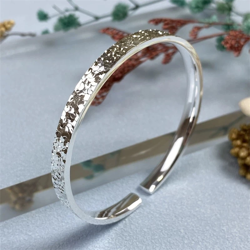 实心碎冰冰花丝时尚百搭手链足银999-A021