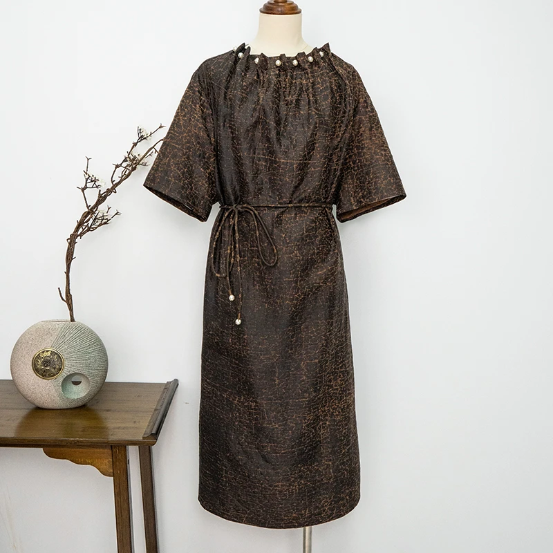 [冰清玉洁]十年老龟香云纱连衣裙ZY2021003