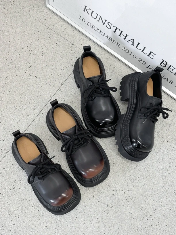 2519【巧乐兹】达思图增高7Cm单鞋厚底粗跟松糕鞋英伦风百搭乐福鞋