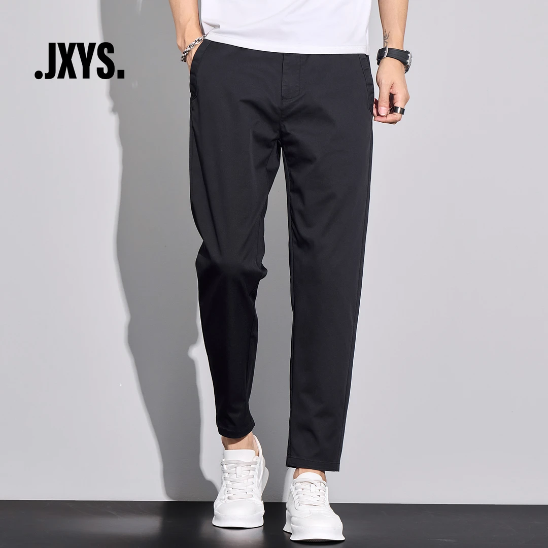JXYS夏季冰丝薄款九分裤男修身直筒休闲裤弹力西裤男装百搭长裤子
