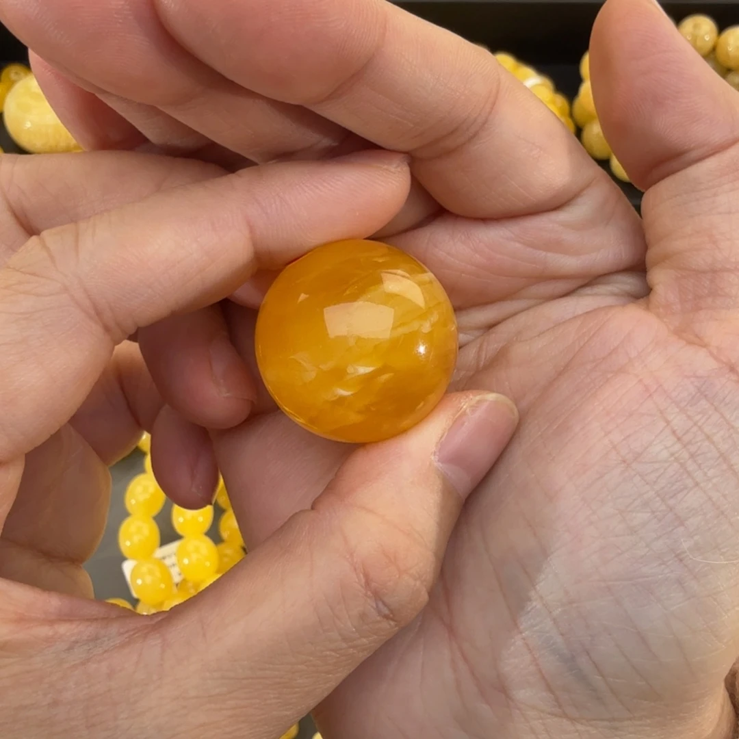 琥珀未镶嵌裸石25.8MM焦皮橘红单珠