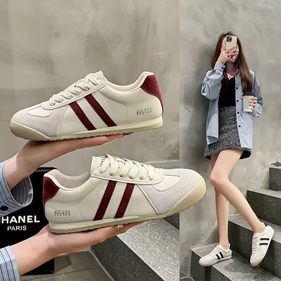 早秋新款德训鞋复古拼接休闲百搭透气轻便软底软面跑步学车阿甘鞋