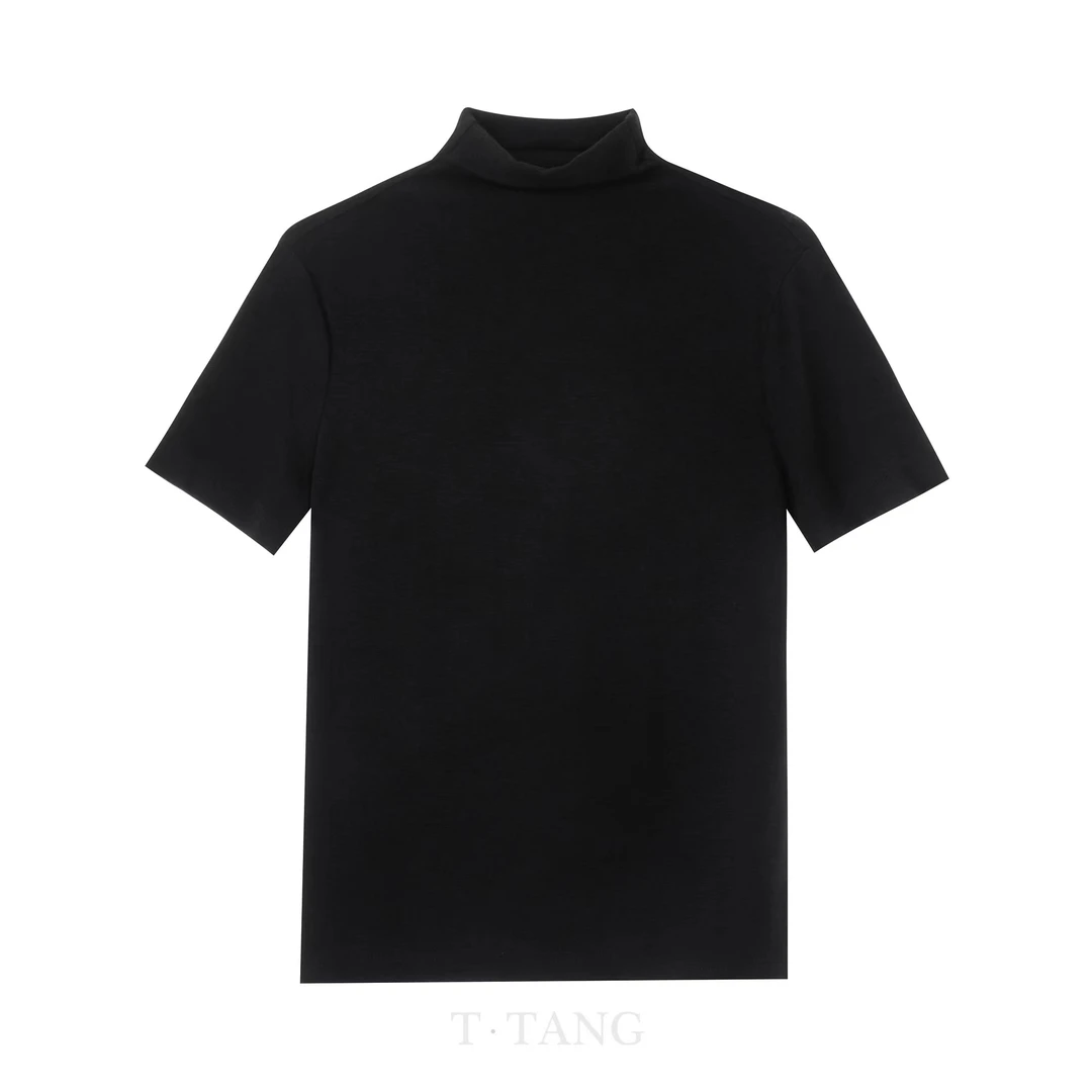 早秋女士亲肤纯色260g精品双面绒半高领修身打底T恤【967】（四色）YY