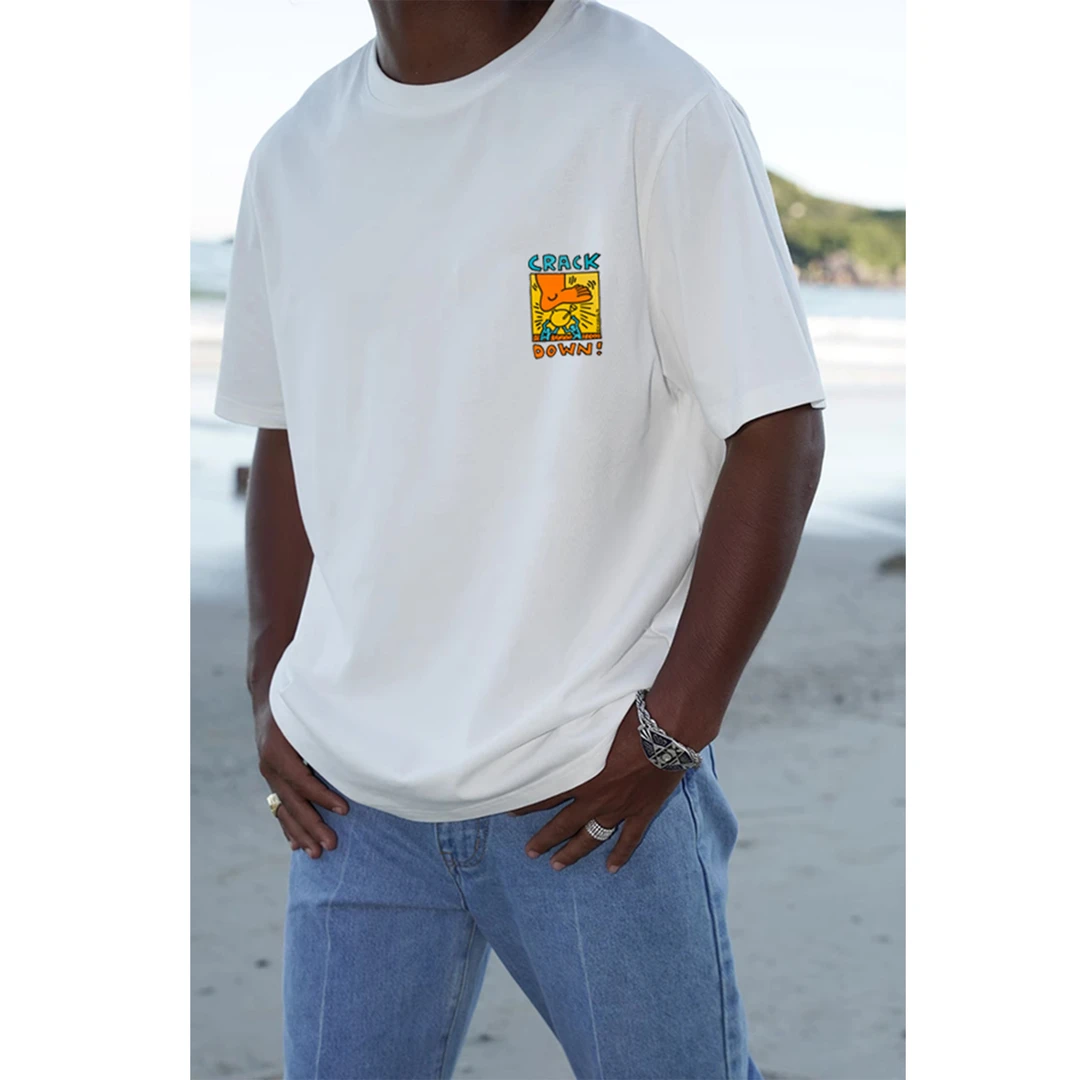 凯恩哈林美式经典涂鸦作品印花纯棉圆领短袖T恤夏季潮流情侣同款