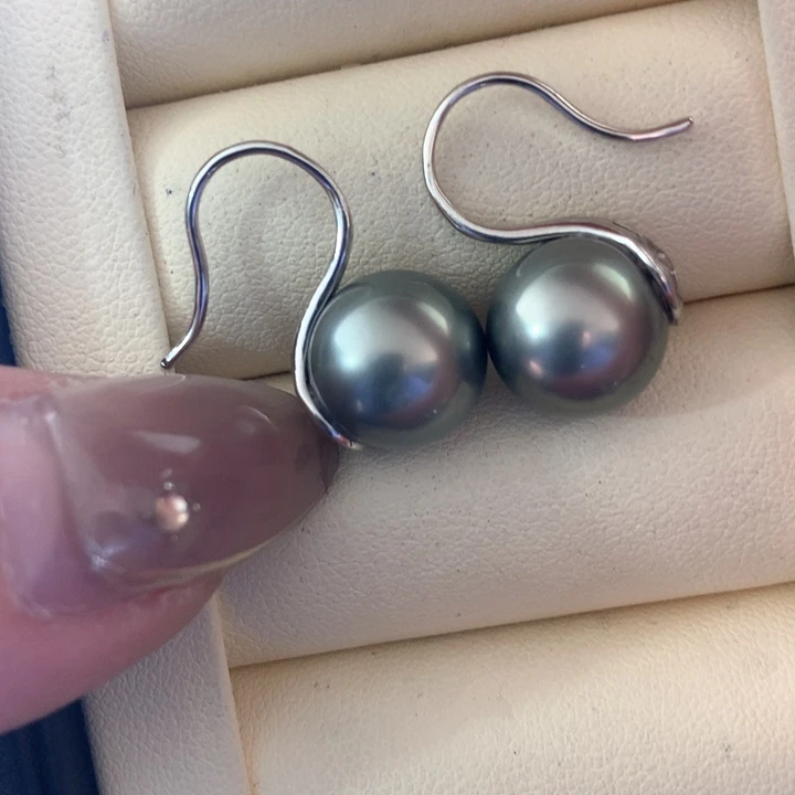 银S925镶嵌耳饰海水珍珠