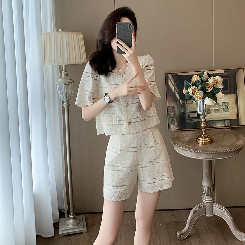 夏季时尚名媛气质洋气小香风套装女小个子女神范减龄短裤两件套