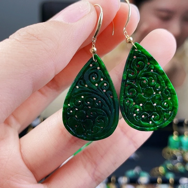 翡翠耳饰18K金镶嵌饰品