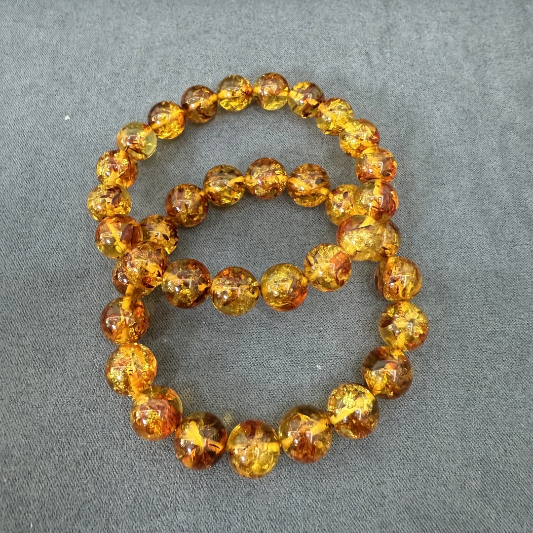 【欣妈珠宝】琥珀花珀爆花单圈手串10.8-11.2mm#6082多样性发一