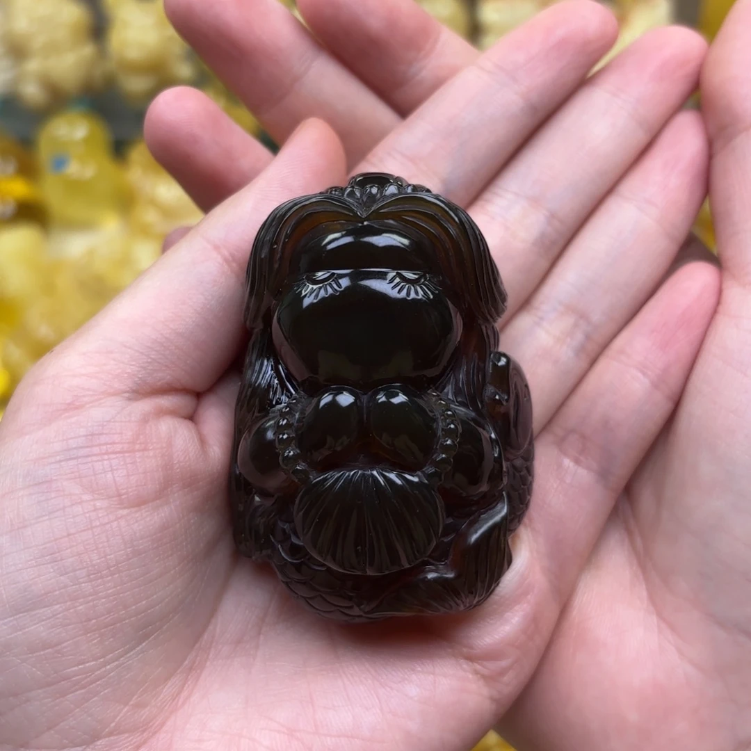 裸石琥珀未镶嵌山***意琥珀吊坠打孔不退不换