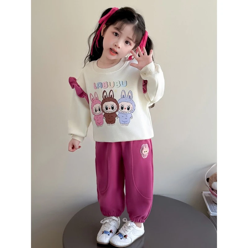 巴拉童年女童女宝春秋2025新款儿童洋气时髦卫衣两件宝宝套装春秋