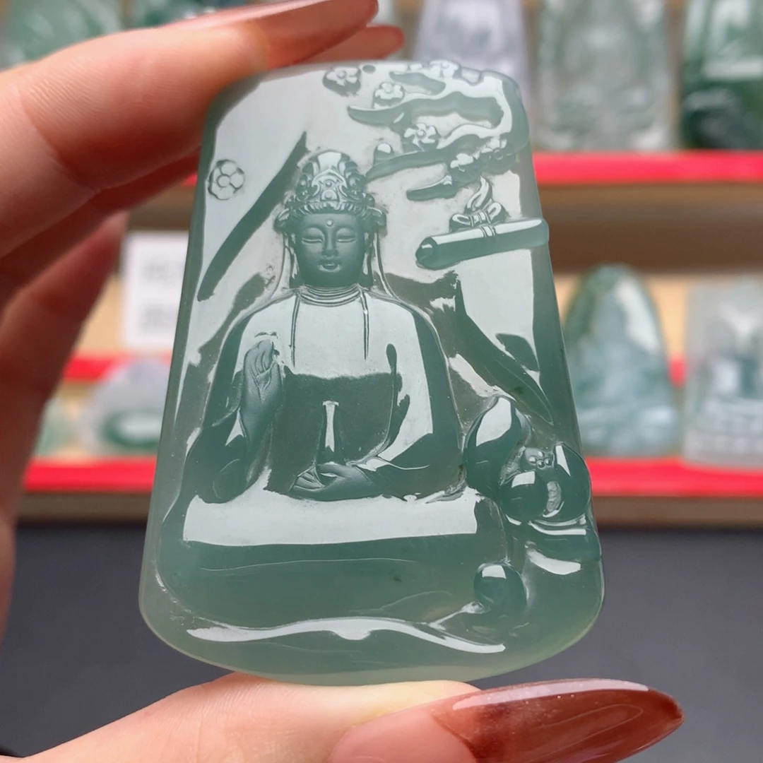 H****颈饰未镶嵌翡翠素衣观音