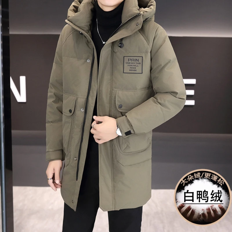 王炸货号冬季新款男士羽绒服男连帽中长款外套男鸭绒