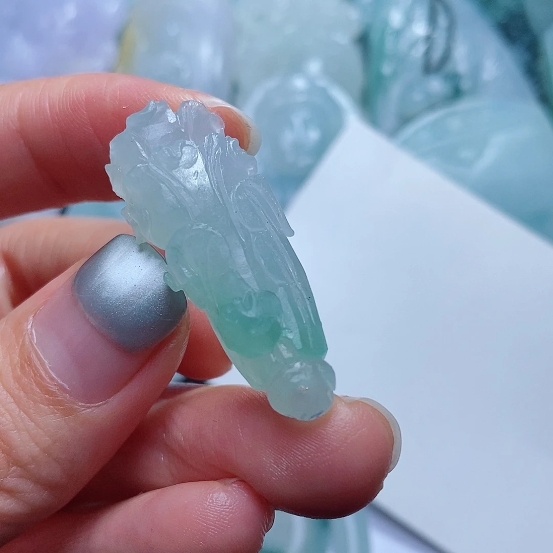 定制翡翠未镶嵌毛货付款后确认抛光