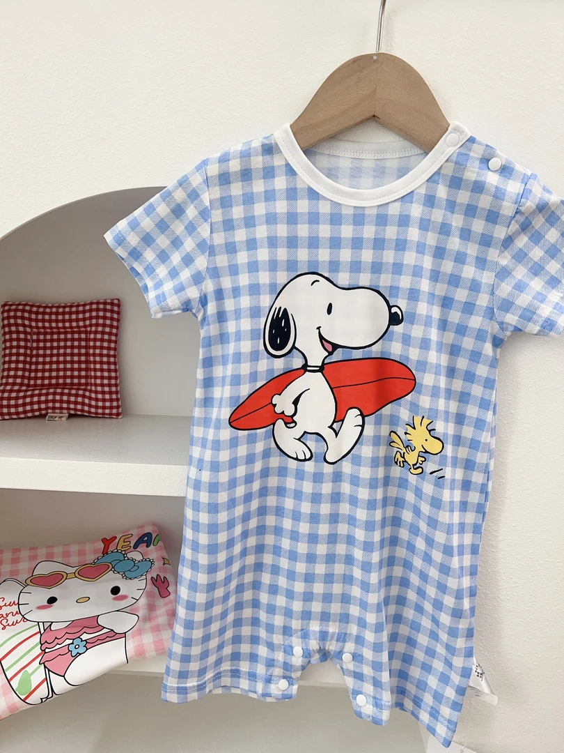 【HHTP】|宝宝夏日OOTD必备单品格子卡通短袖爬服连体衣