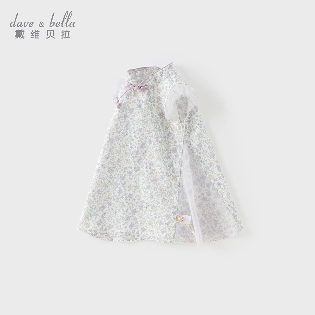 DB戴维贝拉儿童连衣裙夏装女童中国风旗袍碎花无袖裙子DB2251860