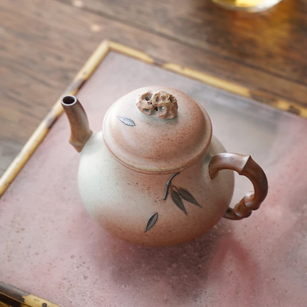 树屿集 |《漓》(大款）140cc白段柴烧文人竹石茶壶茶具