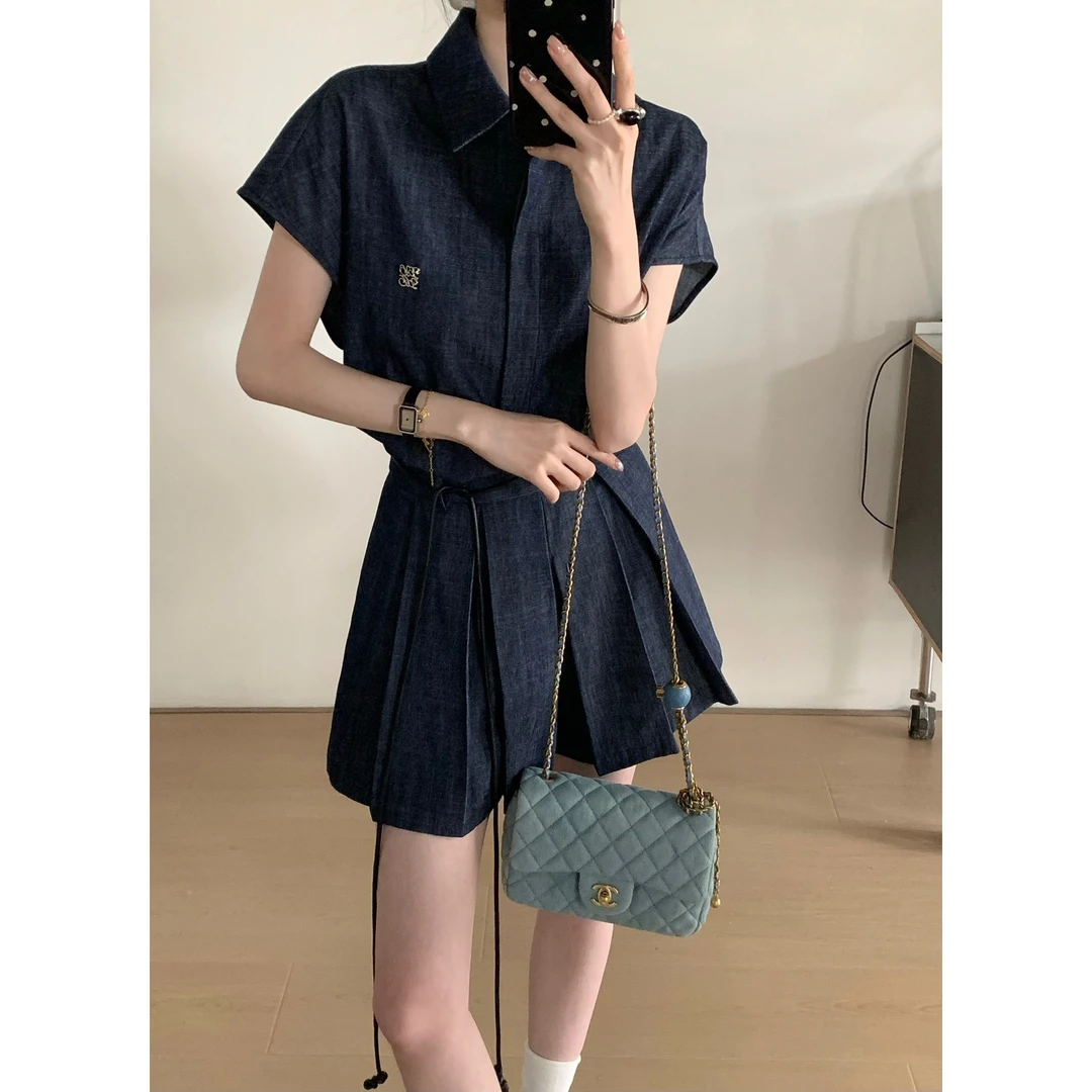 6605#（两件套）【也太有活力啦】韩系百搭衬衫＋百褶裤+腰绳（裤子里）