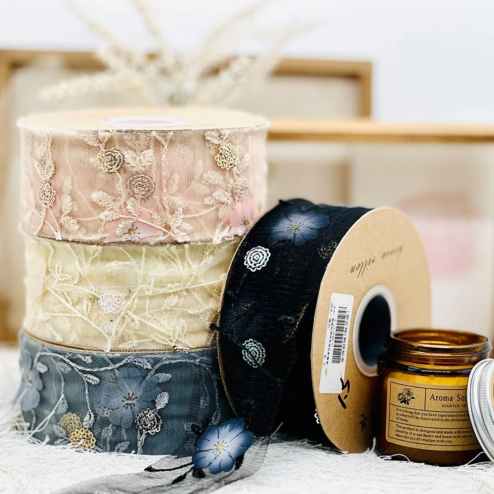 国风忆江南刺绣网纱带手工diy发饰服装鞋帽辅料礼盒鲜花包装丝带